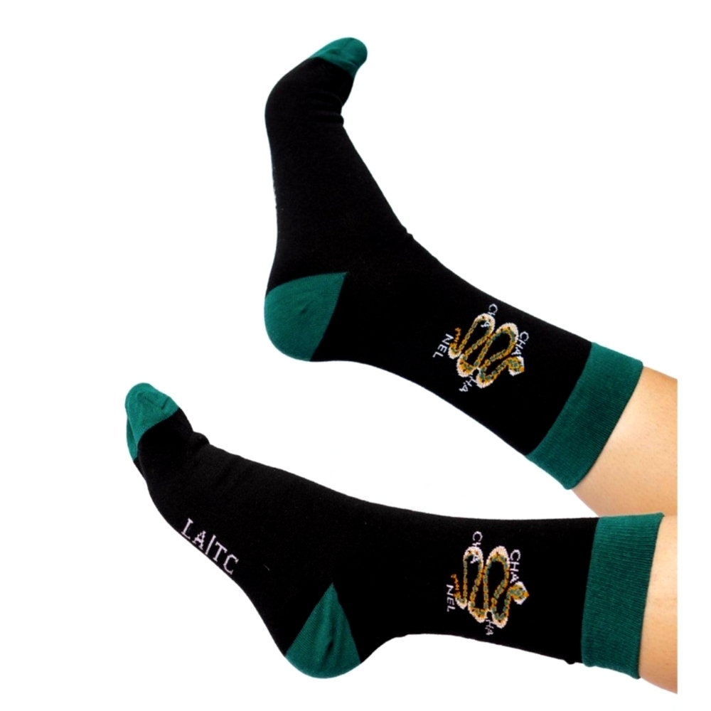 LOS ANGELES TRADING CO. | Womens Flat Socks – Eden Snake, Emerald & Gold